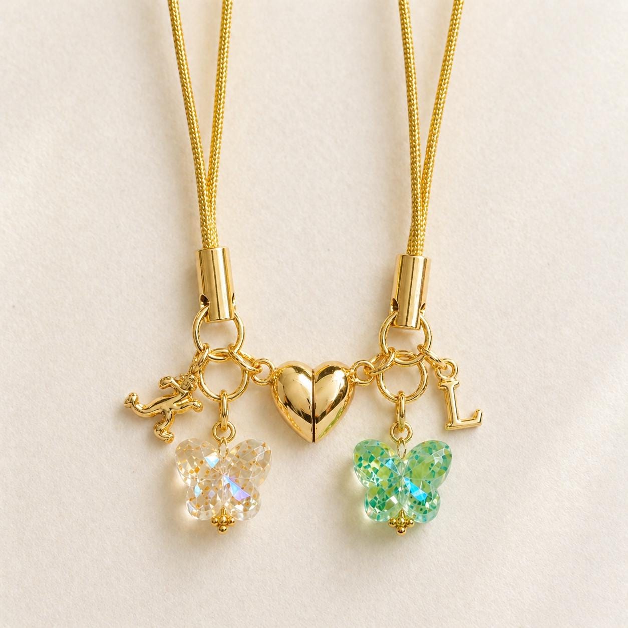 Personalized Gold Magnetic Butterfly Keychain Set